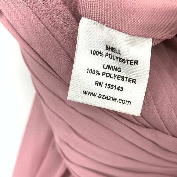 Azazie Blake A-Line Chiffon Gown Womens Sz A22 Vintage Mauve Lace Trim Back - Picture 6 of 8